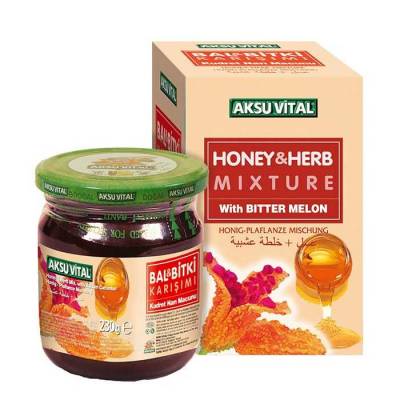 Aksuvital Best Price Quality 230gr Honey & Herb Mixture with Bitter Melon Products from Turkey Packaged in Drum and Bottle