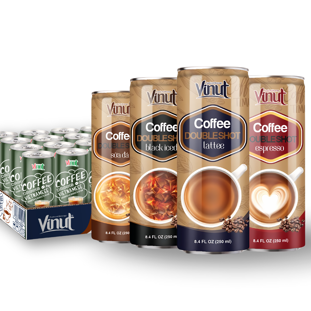 Wholesale Price Doubleshot Coffee Drink 250ml Vietnam VINUT - Espresso Iced Lattee Milk Flavor, Free Sample, Private Label, OEM