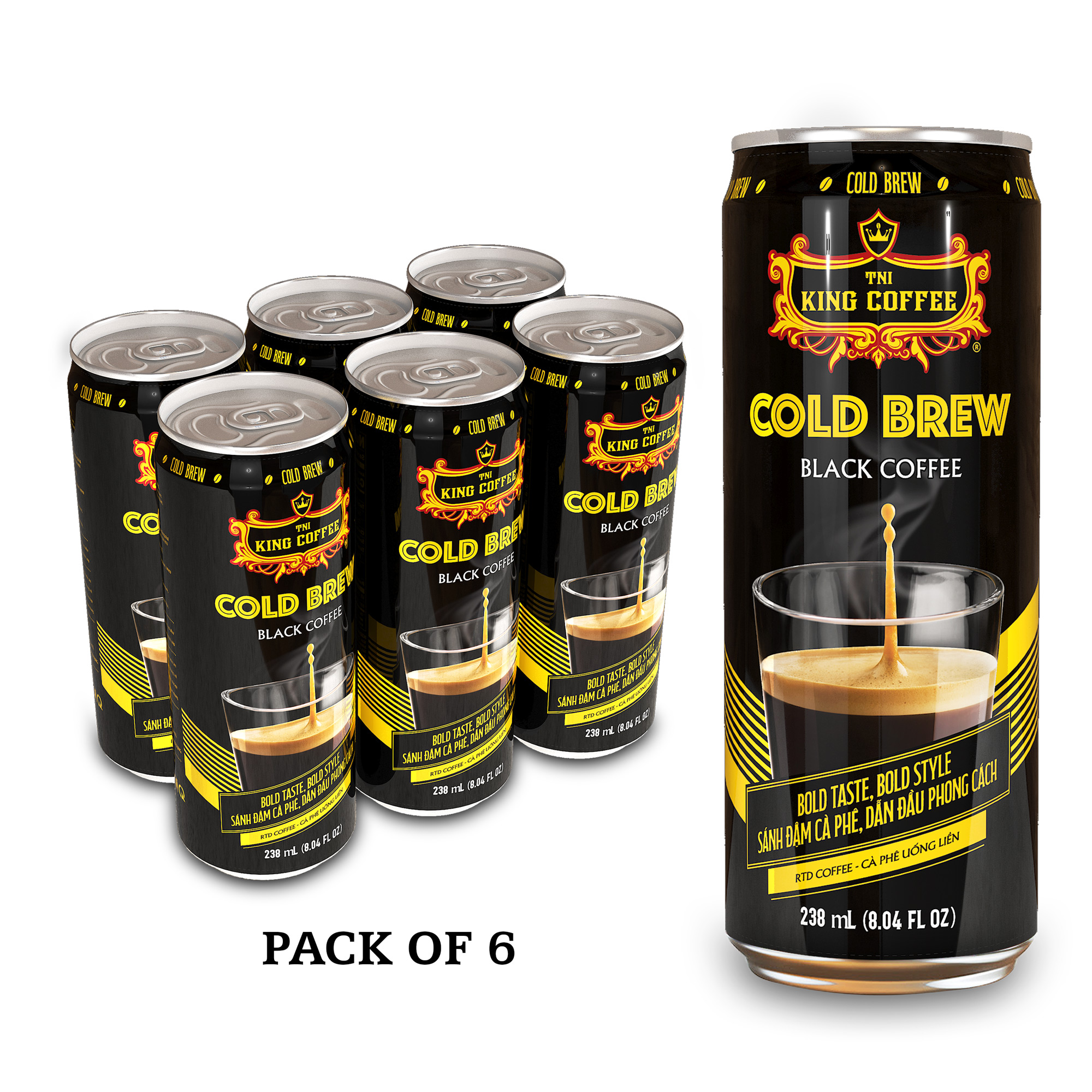 Кофе KING-Ready to Drink Cold Brew черный кофе 238 мл/банка-24 банка в коробке-известный вьетнамский бренд кофе