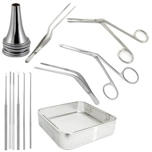 Ear Foreign Body Removal Set of 12Pcs to Remove Foreign Bodies From Ear, Ear Foreign Body Removal Surgery Set ENT Instruments
