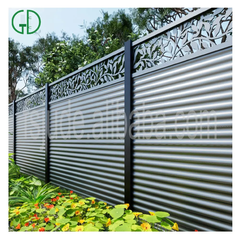 GD High Quality House Privacy Cheap Aluminium Decorative Fencing Panels Pools Plinth Slats Wpc Prices Laser Cut Aluminum Fencing