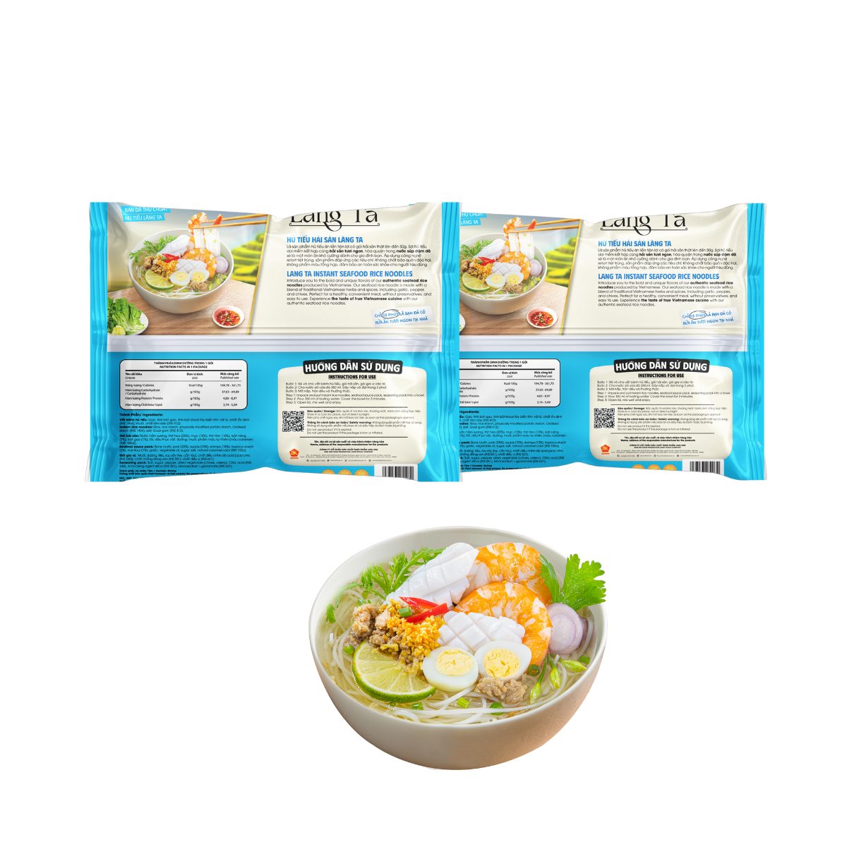 Instant Rice Noodles with Real Seafood Sauce 3-Minute Hot Soup from Vietnam HACCP ISO Factory Quick Cooking Instant Food