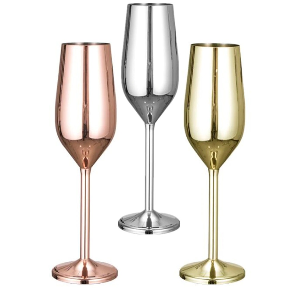Custom Logo 360ml Wine Glass with Gold Stem Classic Style Stainless Steel for Fine Wine Gold Colored