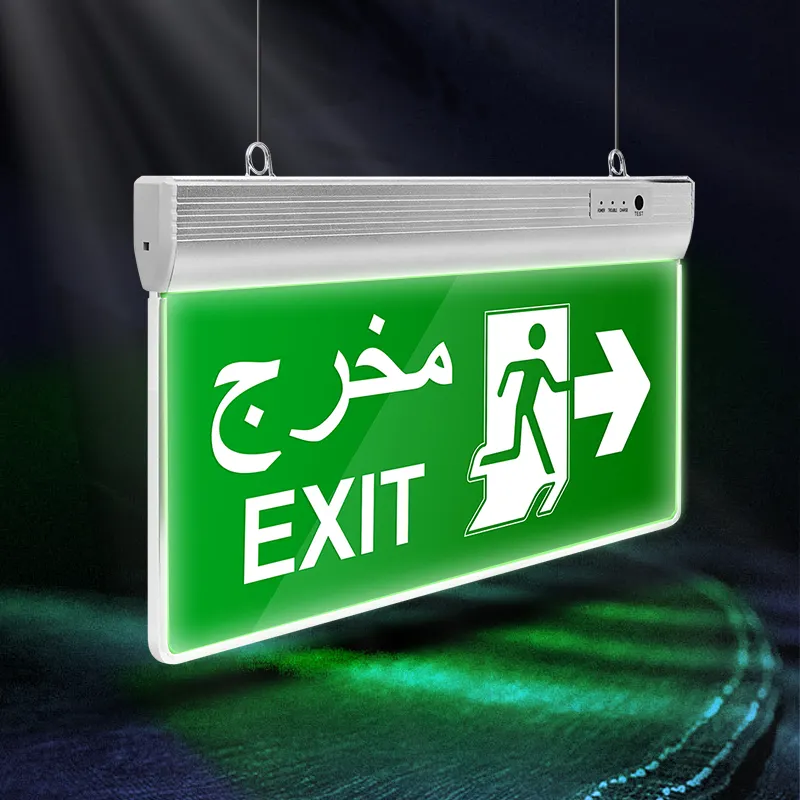 Edge Lit Red/Green Emergency LED Exit Sign Suspension Type Emergency Exit Light