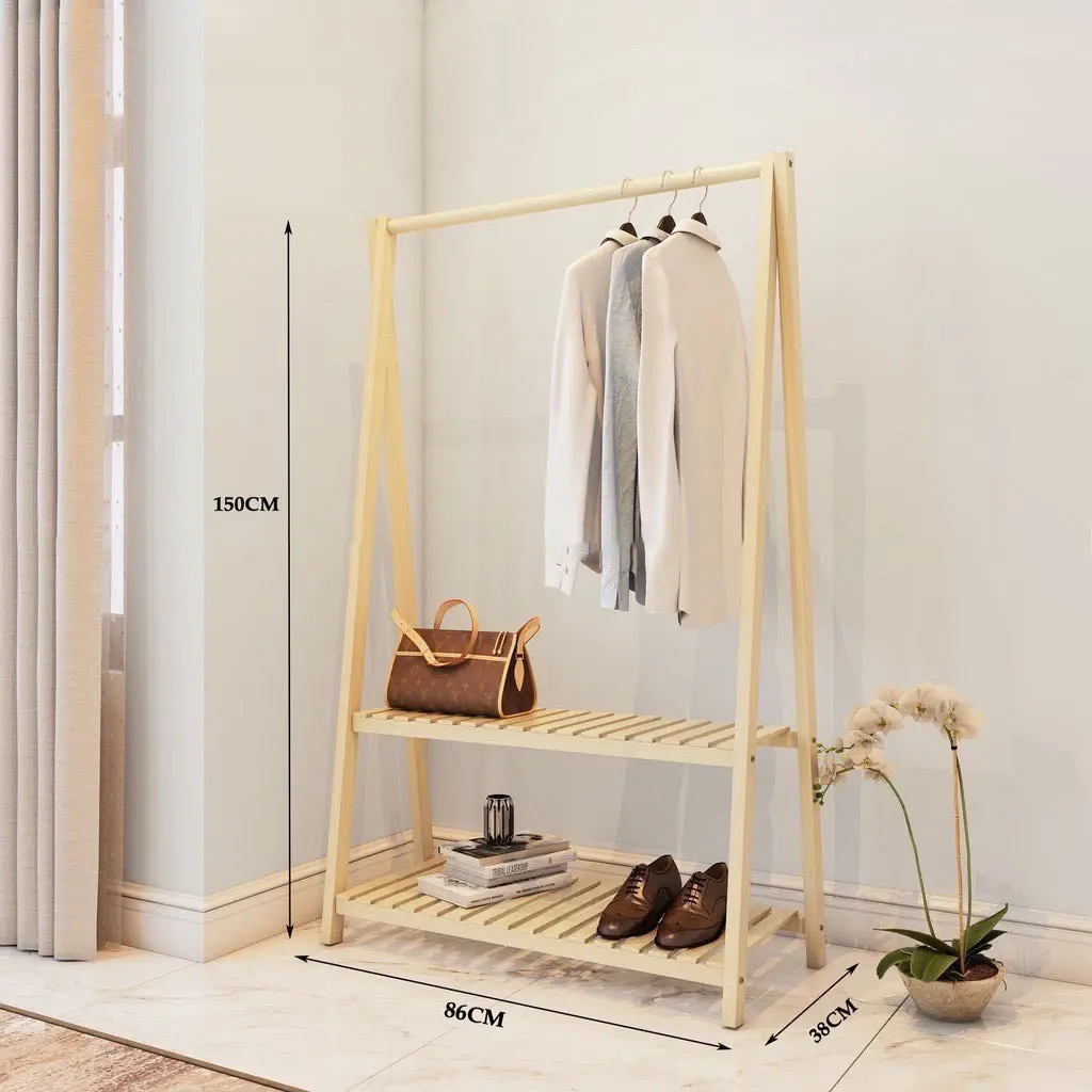 Manufacture Direct Price  Pine Wooden Clothes Storage rack stand  for home storage