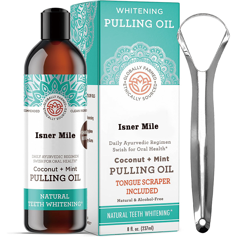 oral Oil Pulling with Coconut & Peppermint Oil Natural Alcohol Free Mouthwash Teeth Whitening and Healthier Teeth & Gums