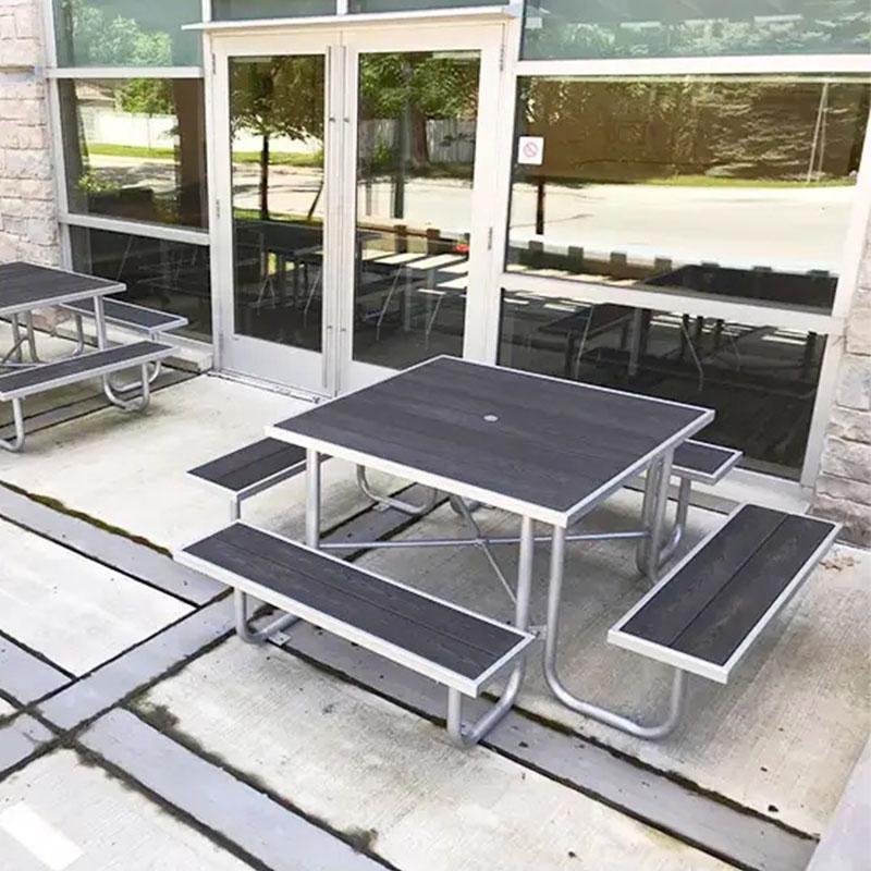 Outdoor Patio Dining Table in the school leisure area customizable colors factory direct sales square street tables and chairs