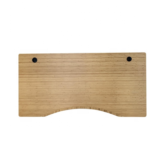 High quality bamboo solid wood office table top with curved shape and threaded holes