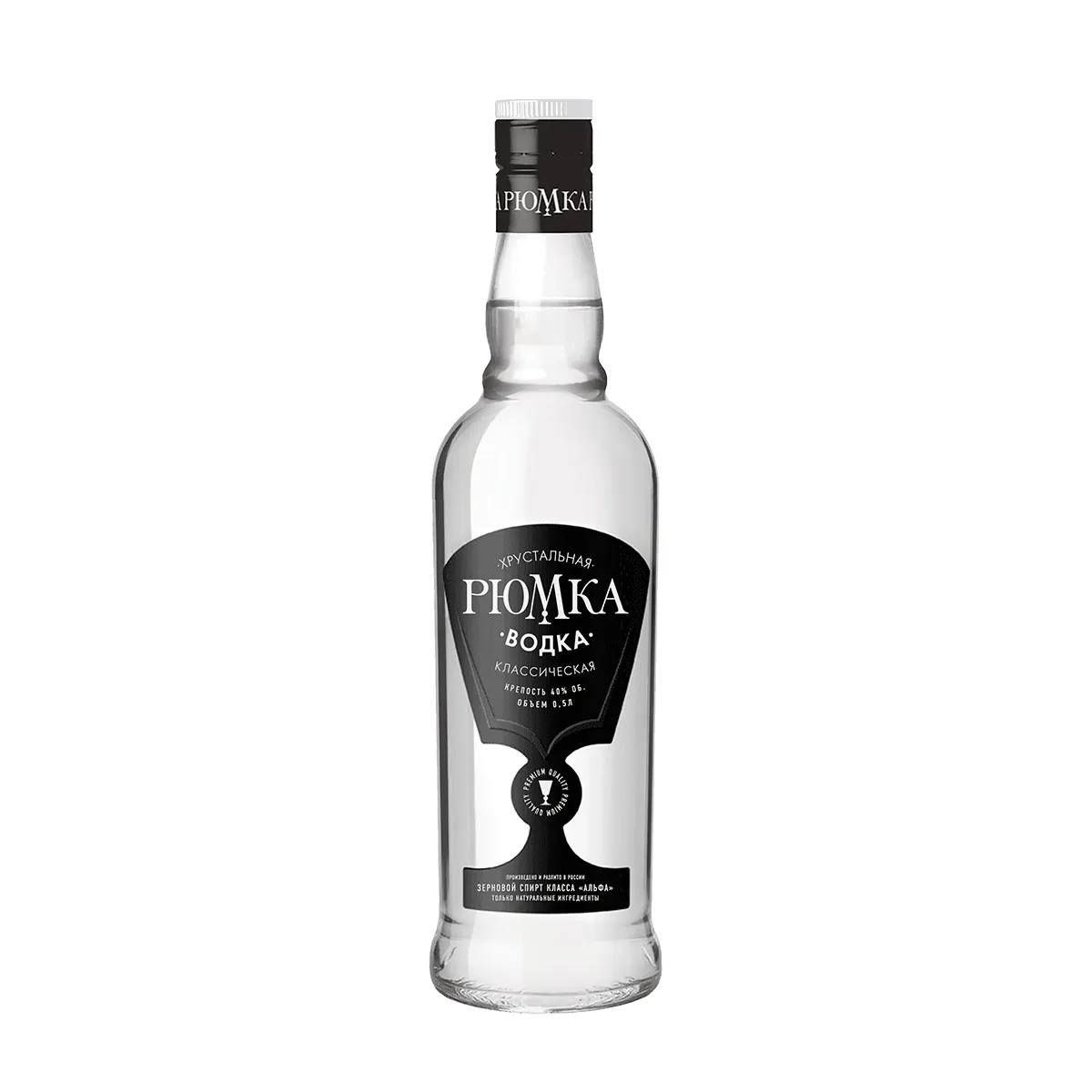 100 % Alcoholic beverage 500 ml 40% Classic strong and clean taste 'Crystal wineglass' strong grain vodka alcoholic drink