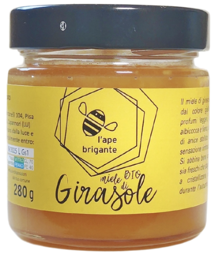Certified Raw Organic Natural Honey from Tuscany Italy 280g Sunflower Honey 100% made in Italy
