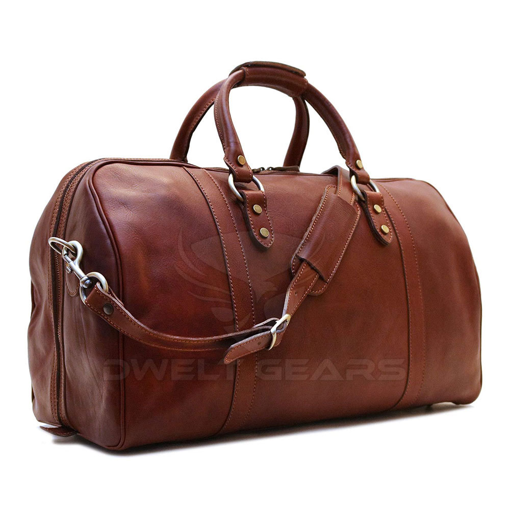 Genuine Leather Travel Bag Custom Leather Traveling Duffel Luggage Bags
