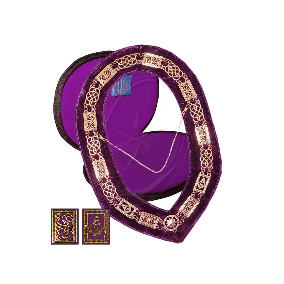 Масонская эмблема на Grand Lodge цепи воротник (G-Sensor) 24-каратное Золотое напыление + Бесплатный чехол (в качестве подарка)