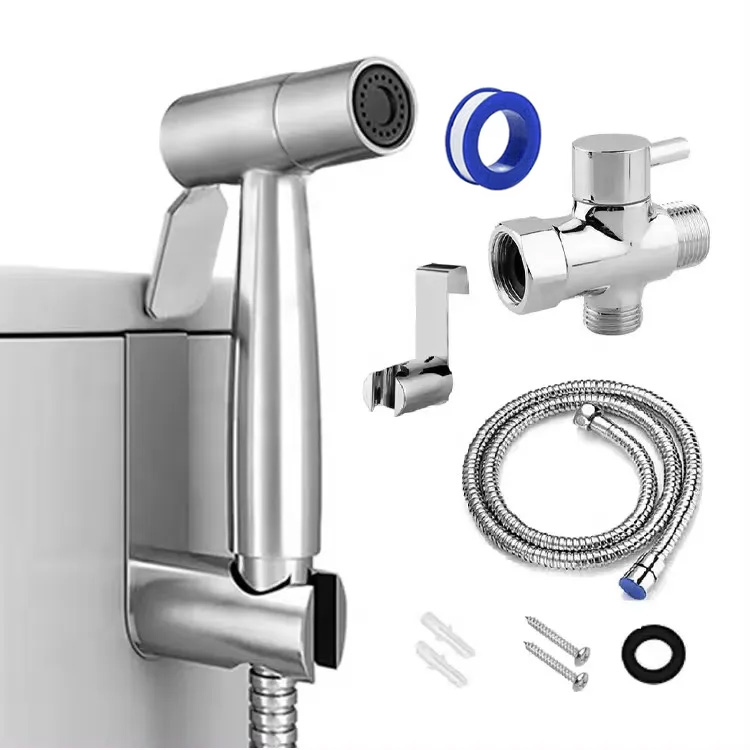 Factory direct sales 304SUS toilet bidet shattaf set for woman sprayer portable spray head brushed nickel handheld sprayer