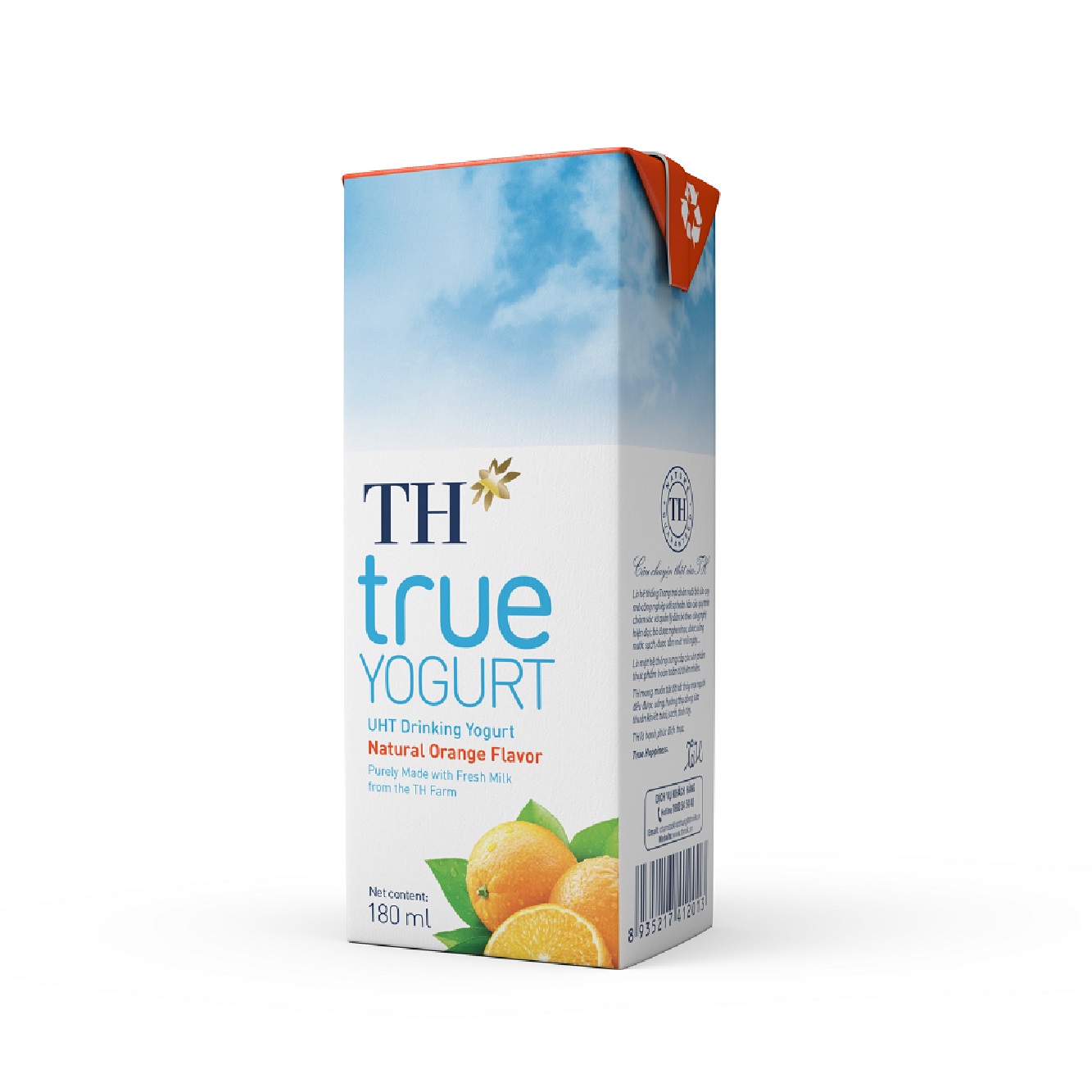 TH true YOGURT - UHT Drinking Yogurt - Natural Orange Flavor 180 ml Dairy Products Nutrition Vitamins Fruity Yogurt