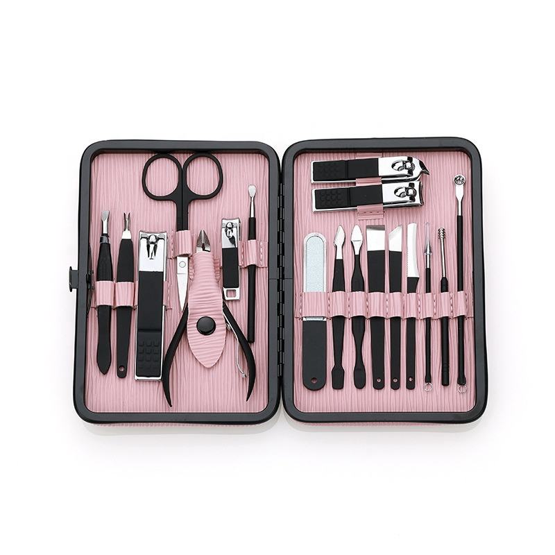 Complete Manicure & Nail Tools Set Stainless Steel 18 Pcs Custom Color Private Label Nail Accessories Manicure & Pedicure Set