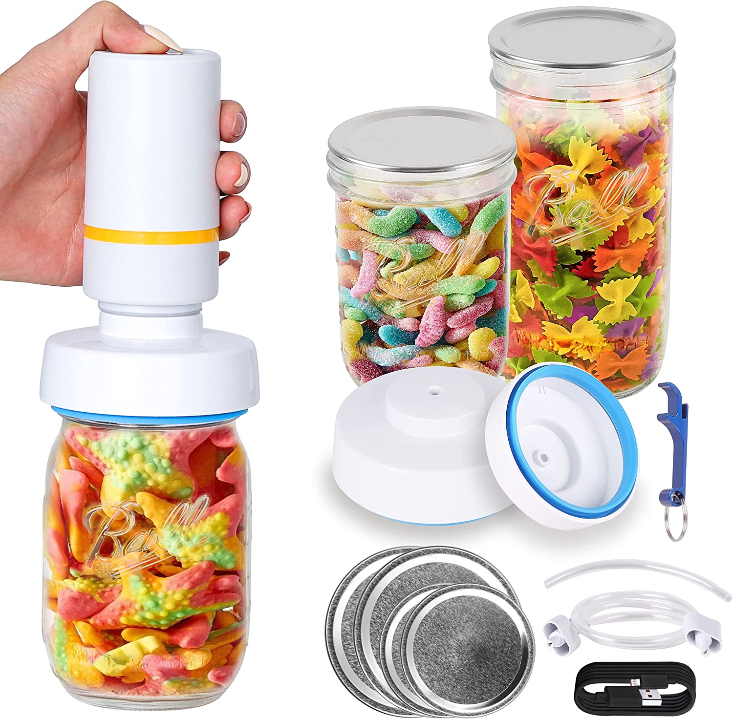 Вакуумный упаковщик Mason Jar: Auhavor, Электрический вакуумный упаковщик для пищевых продуктов, набор для вакуумной герметизации