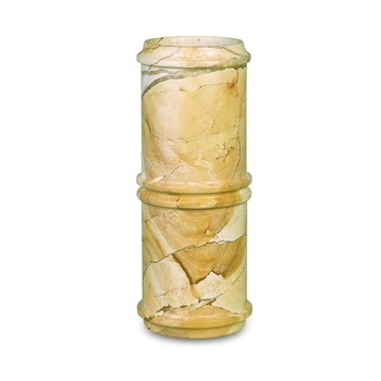High Quality Teakwood Round Flower Vase Handmade Onyx Marble with ISO9001 PK Stone Elegant Decorative Handicraft