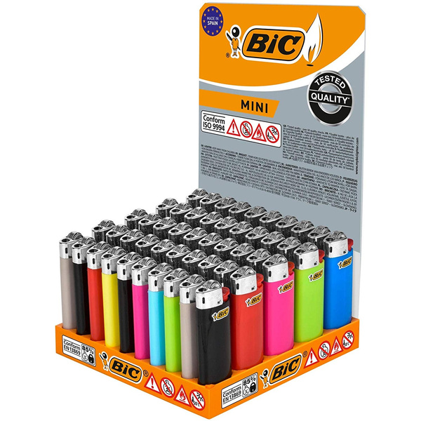Durable Mini and Maxi Electronic BIC Lighters, 50-Piece Gift Set with Customizable Tray and High-Precision J25/J26 Gas Lighters for Cigarette Smoking and Smoking Accessories