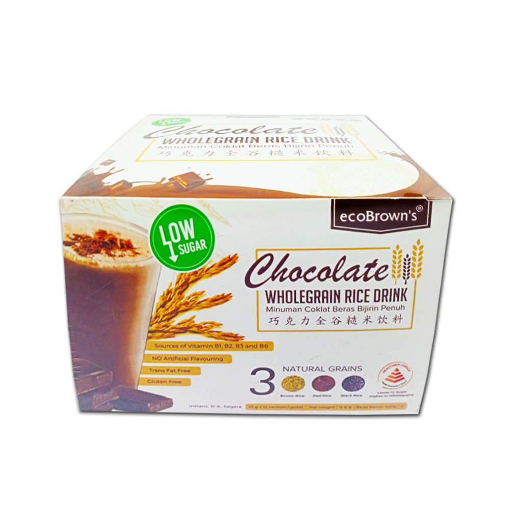 Самый лучший поставщик, шоколадный цельнозерновой рисовый напиток Ecobrown (с низким содержанием сахара), 350 г чистого органического смешанного цельнозернового рисового напитка