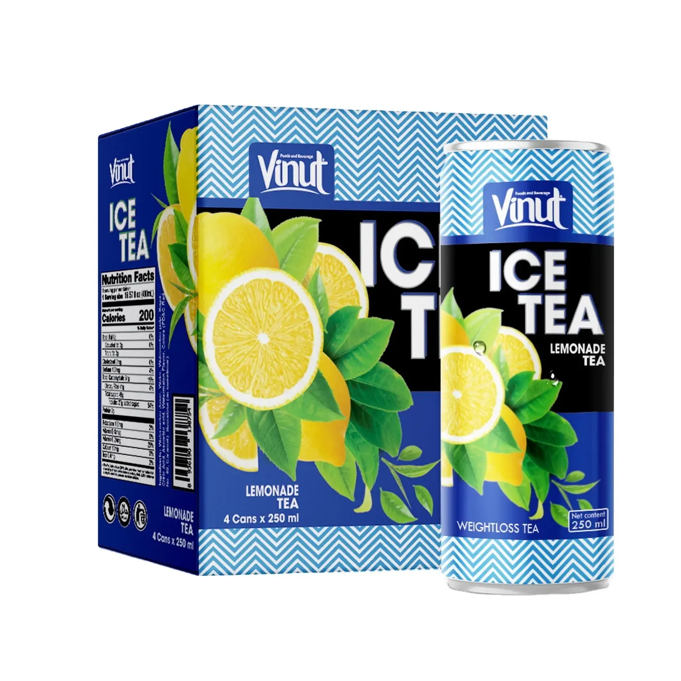 250ml Carbonated Soft Drinks Box 4 Cans Ice Tea Lemonade Juice Beverage High Quality Cheap Price Private Label Bulk Selling