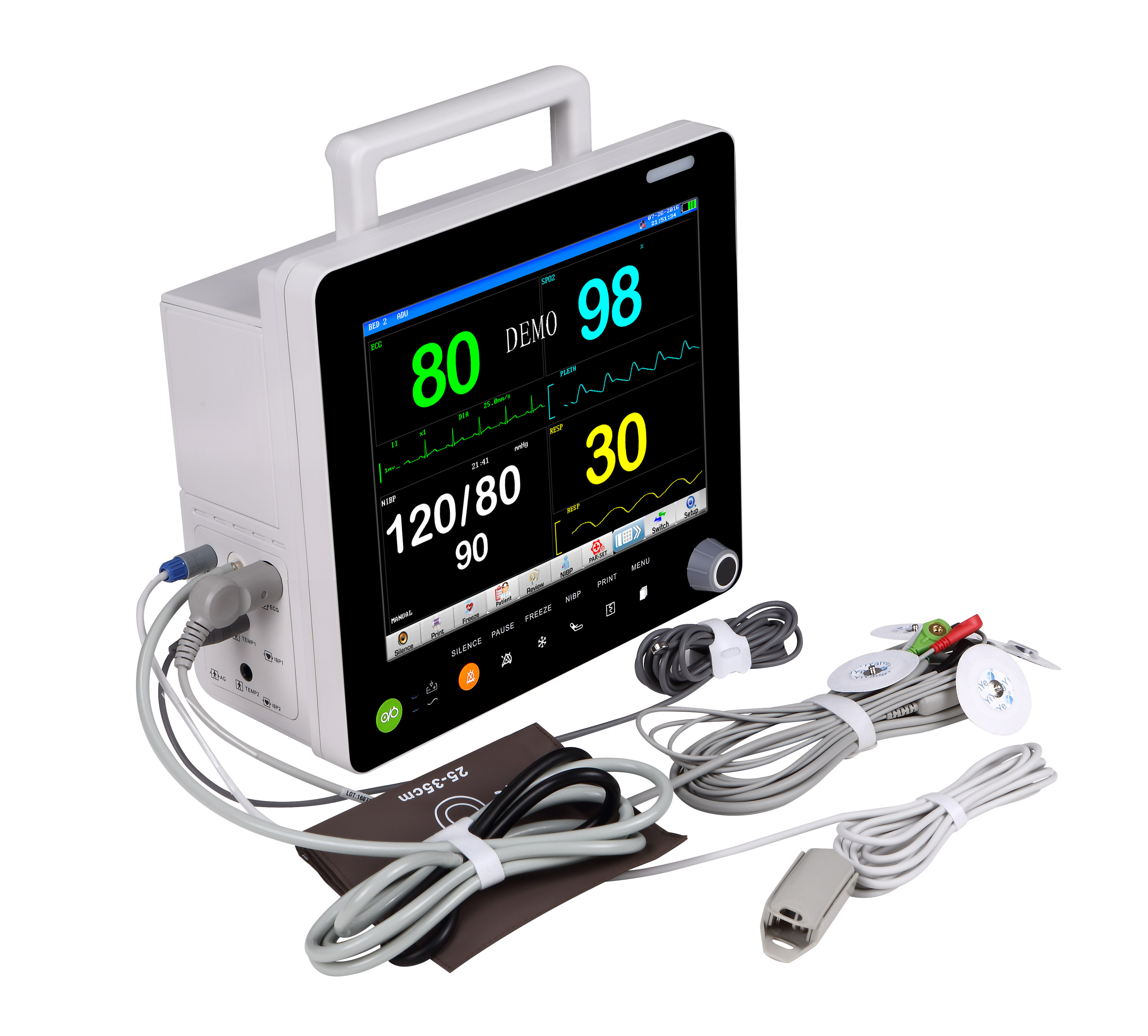 15 Inch High Quality ICU Multiparameter Patient Monitor Hospital Portable Vital Sign Monitor Human Multi-parameter SIN-SPM05
