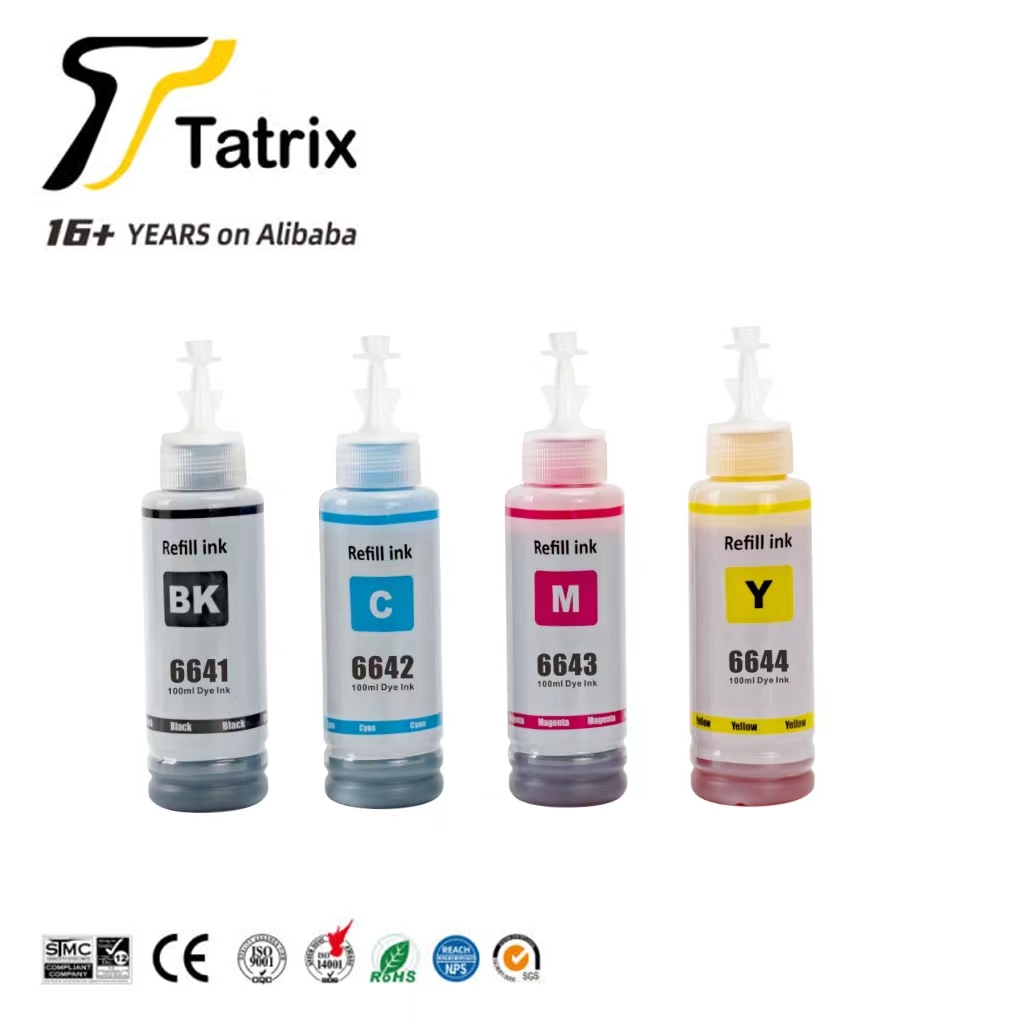 Tatrix tinta T664 T6641 100 мл Премиум Универсальный цветный водная бутылка пополнения объем чернил для струйной печати 664 T6641 T6644 для Epson L200