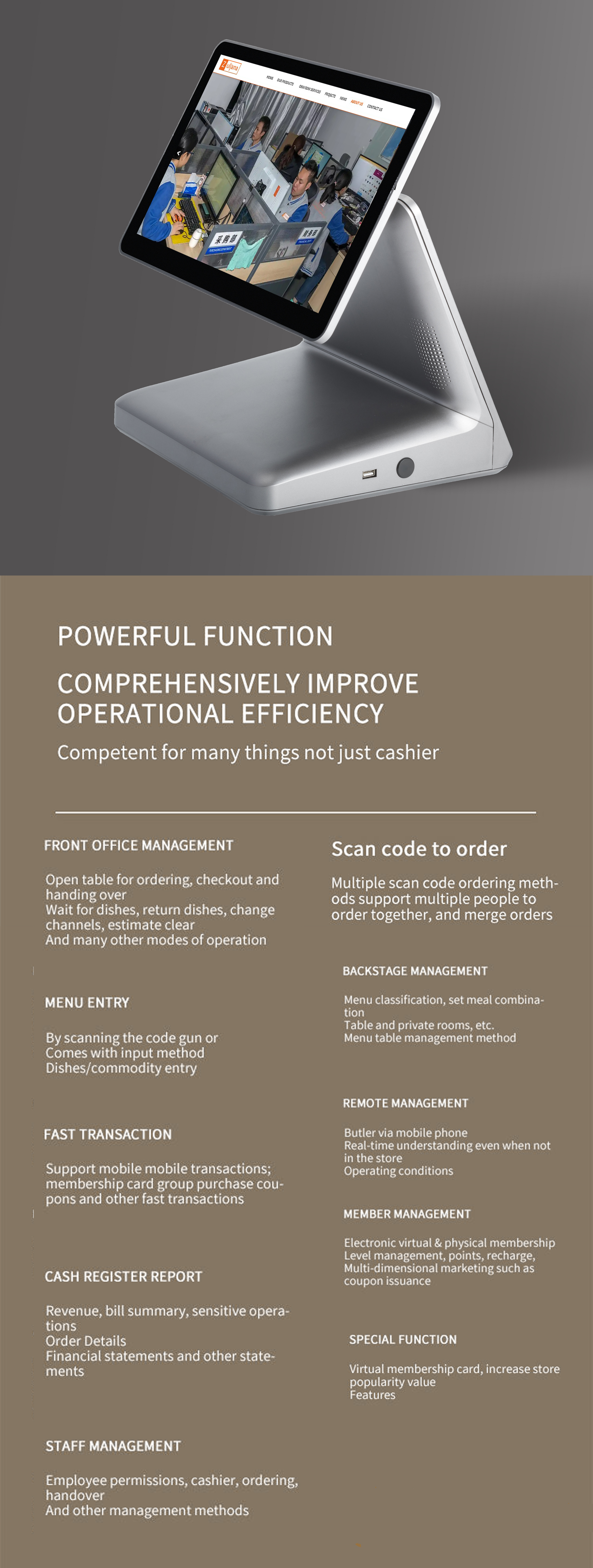 15.6 Inch Barcode POS System All In One Windows POS System For Retail Shop POS Terminal Cash Register For Super Market