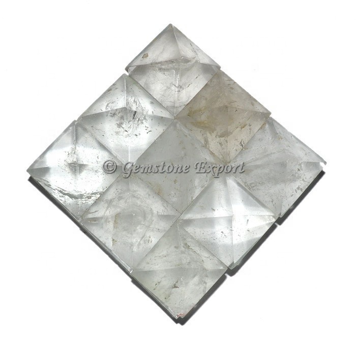 Wholesale Crystal Quartz Lemurian 9 Charging Plate Pyramid Feng Shui Love Carved Natural Healing Lemurian Pyramid