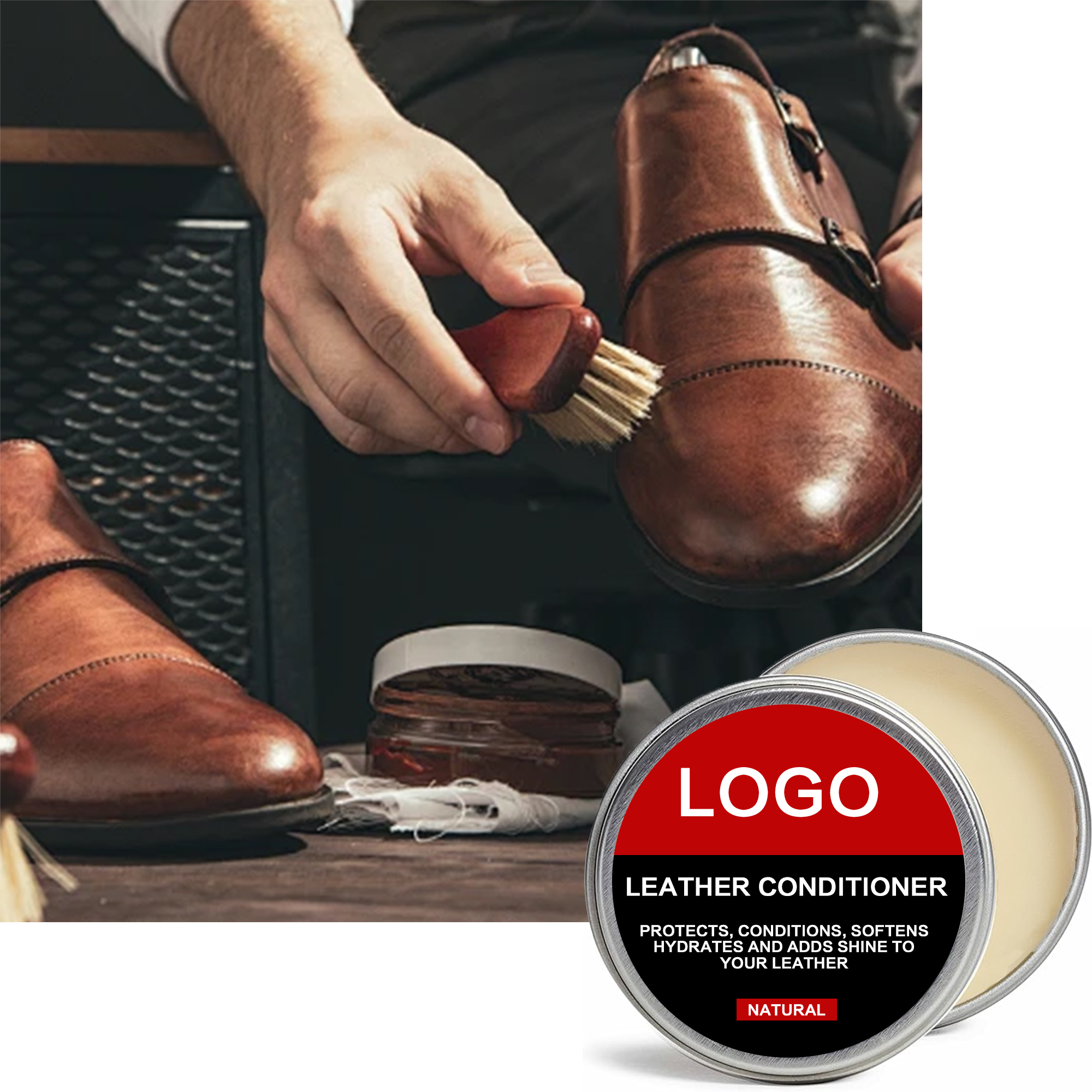 Customized Soft Leather Conditioner Beeswax Polish Wax for Shoes Bags Jackets Leather Balm Nourishing with Waterproof Treatment