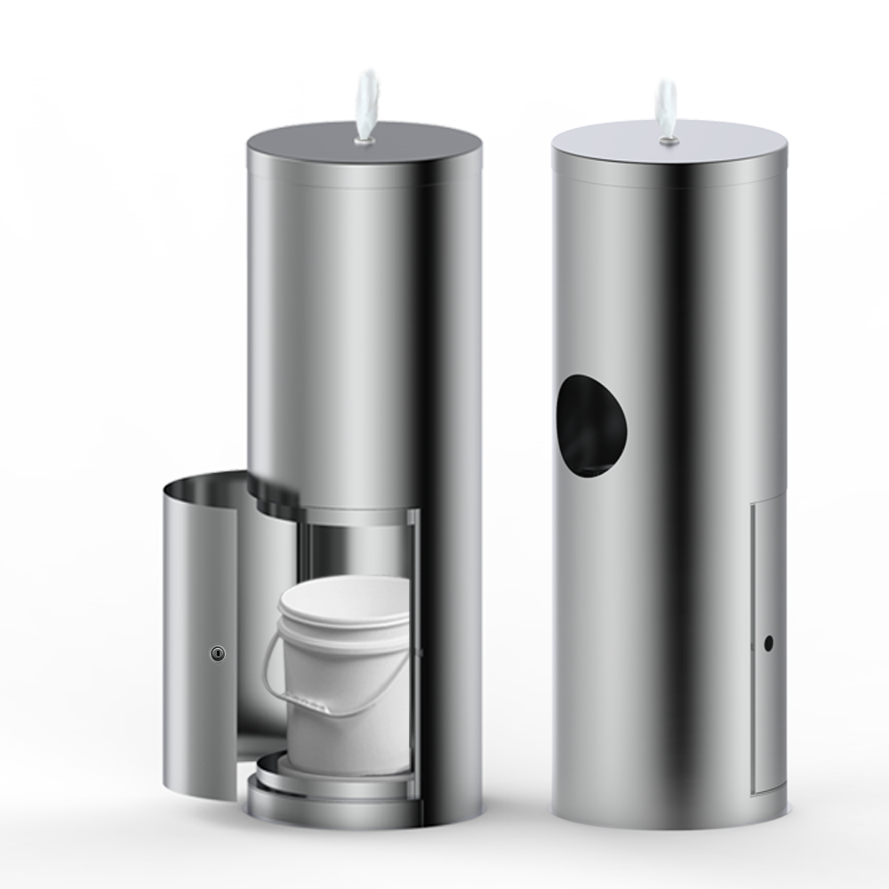 AOLQ Luxury GYM Center Pull Wet Lockable Wet Disinfecting Stainless Steel Paper Towel Dispenser Holder With Trash Can