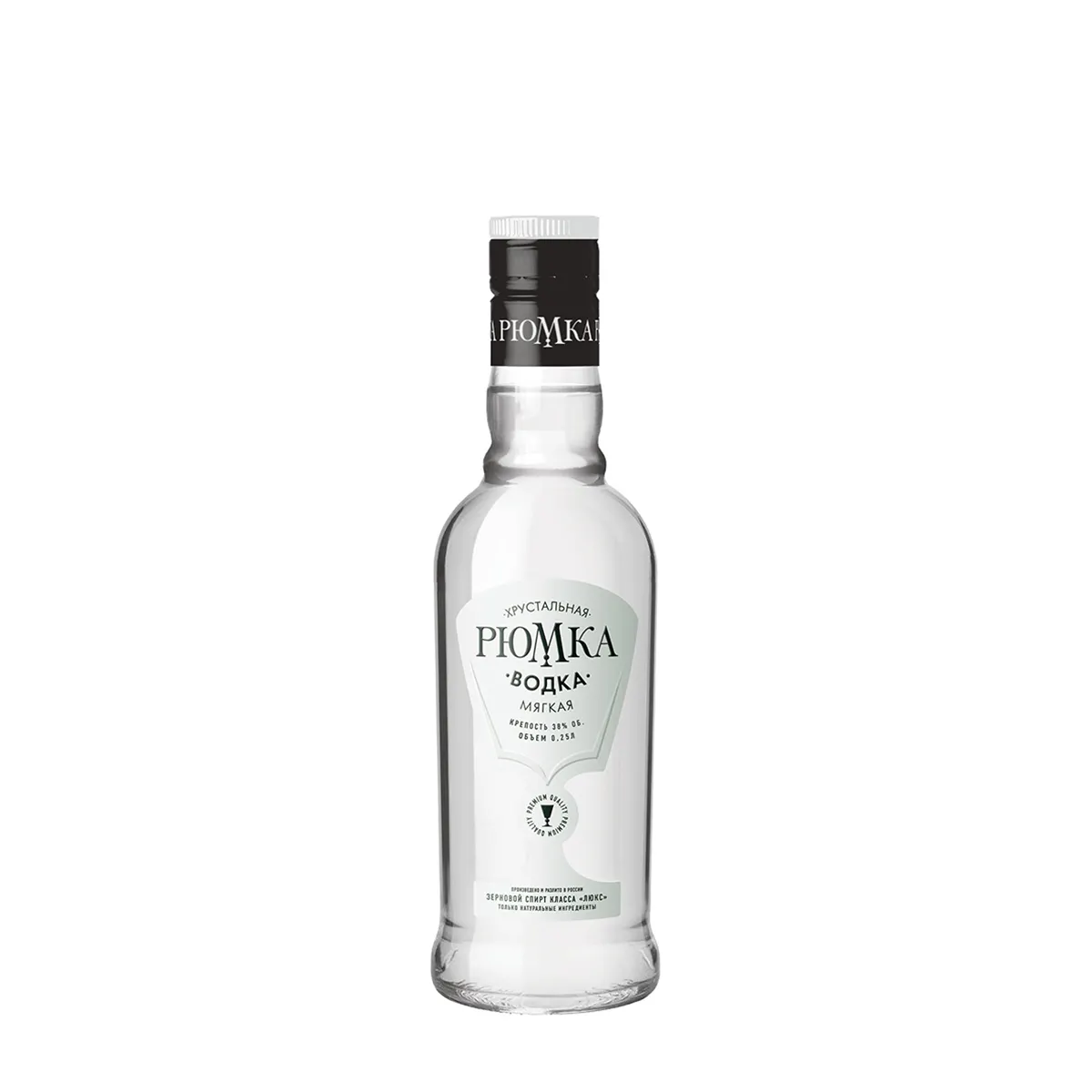 100 % Premium quality 250 ml 40% Soft strong and clean taste 'Crystal wineglass' strong grain vodka for drinking