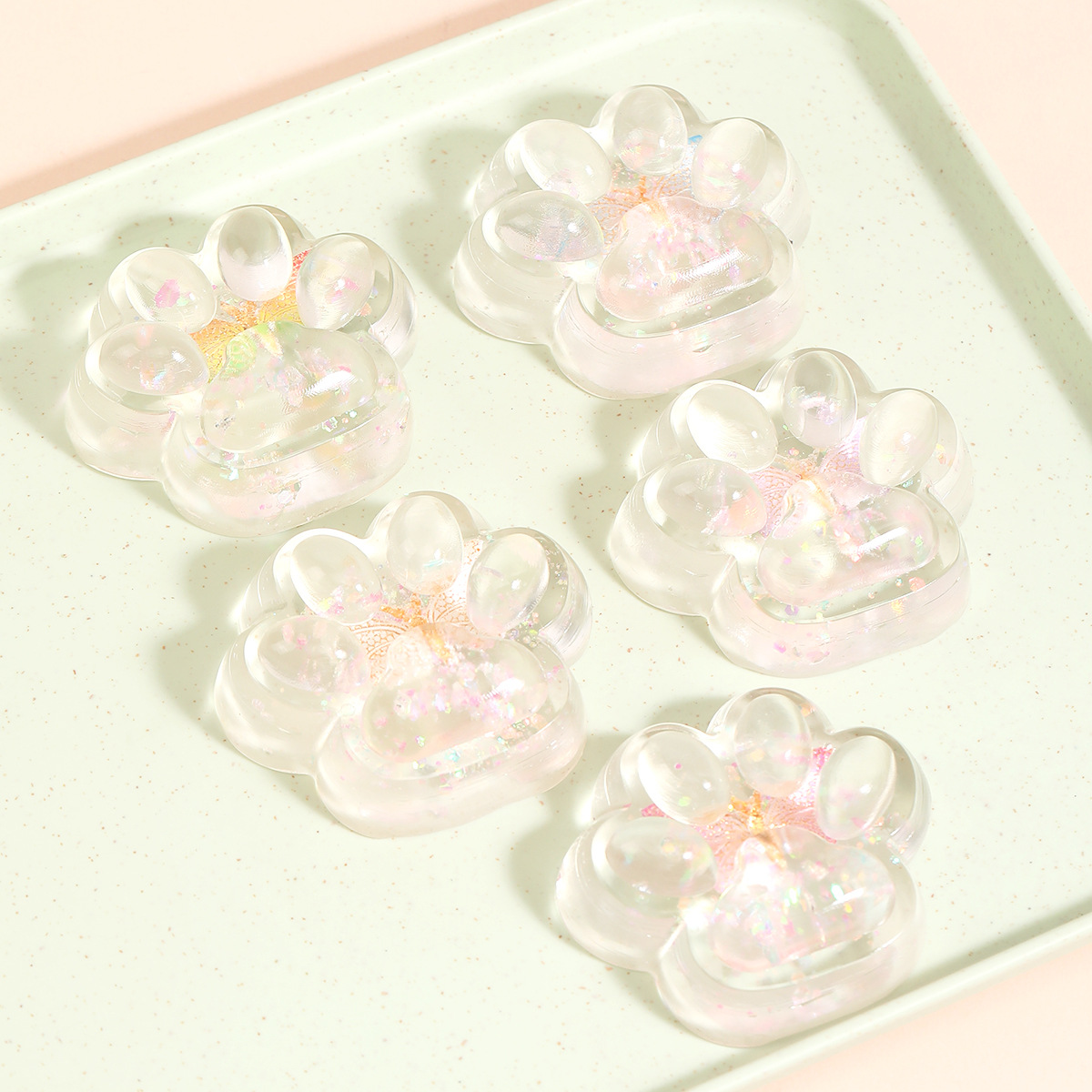 Wholesale Direct TPR Glitter Cat Paw Taba Squishy Toy Custom Butterfly Sensory Squeeze Toy for Kid Unique Gift