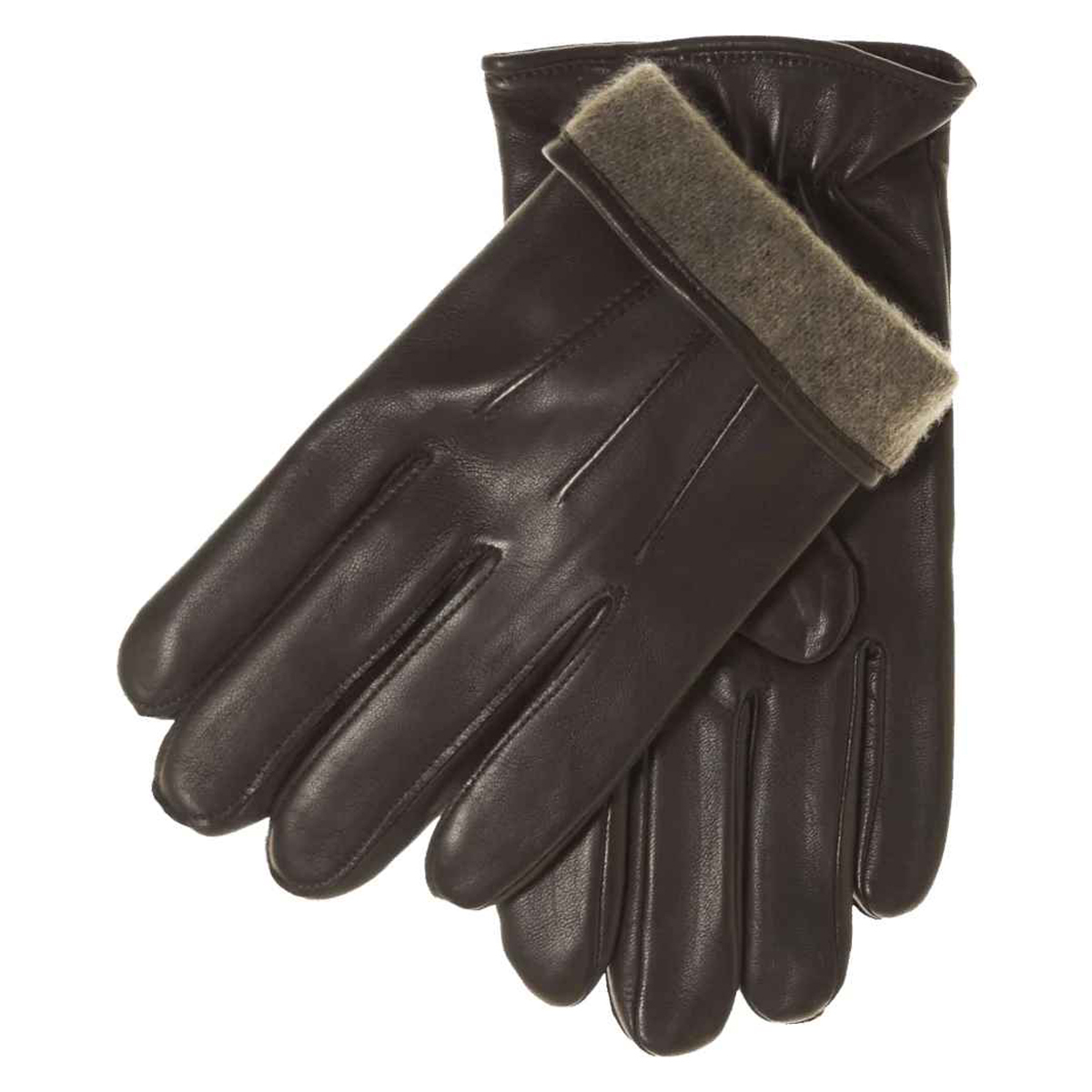 Winter Classic Lambskin Leather Gloves with Cashmere Lining and Decorative Seams