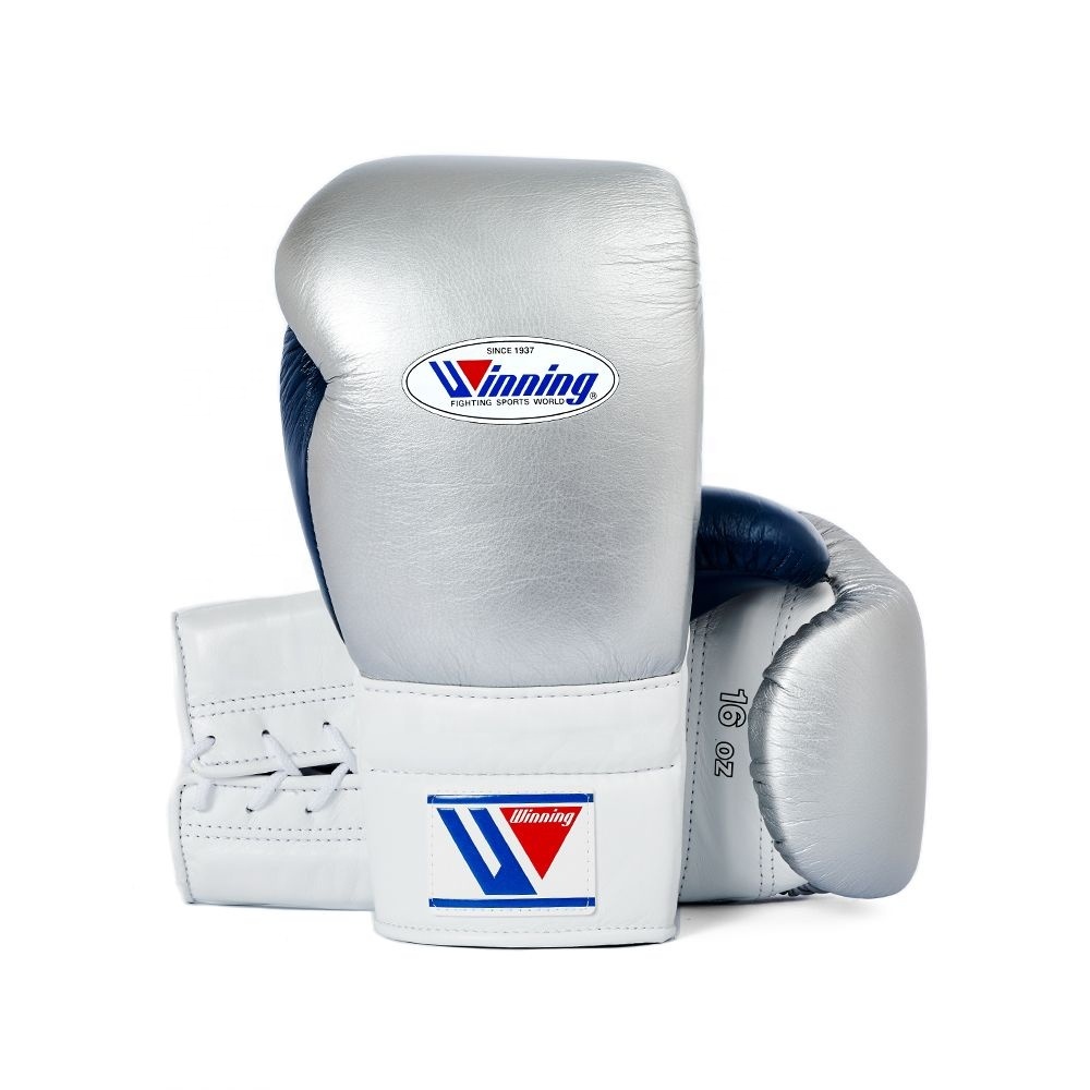 Silver White Navy Winning Boxing Gloves Custom Made Professional Competition Boxing Gloves New Style Muay Thai Boxing Gloves