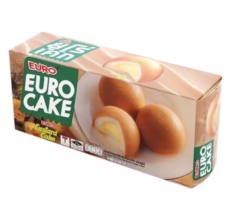 Premium Euro Custard Bun Cake 114g Wholesale Custard Cake Puff Cake and Sweet Pandan Cream Box of 12 pcs snack packaging
