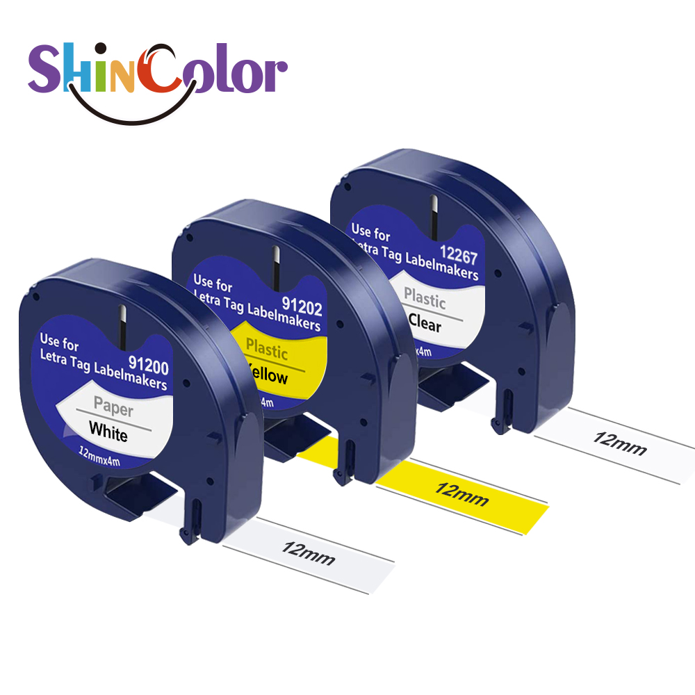 ShinColor 91200 12267 91202 91331 91332 этикетки 12 мм * 4 м совместимые этикетки для принтера Dymo Letratag