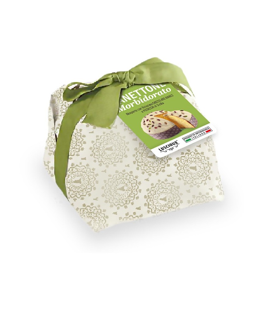 Итальянское производство-Panettone, покрытый белым шоколадом и сицилианскими фисташками-Рождественский торт