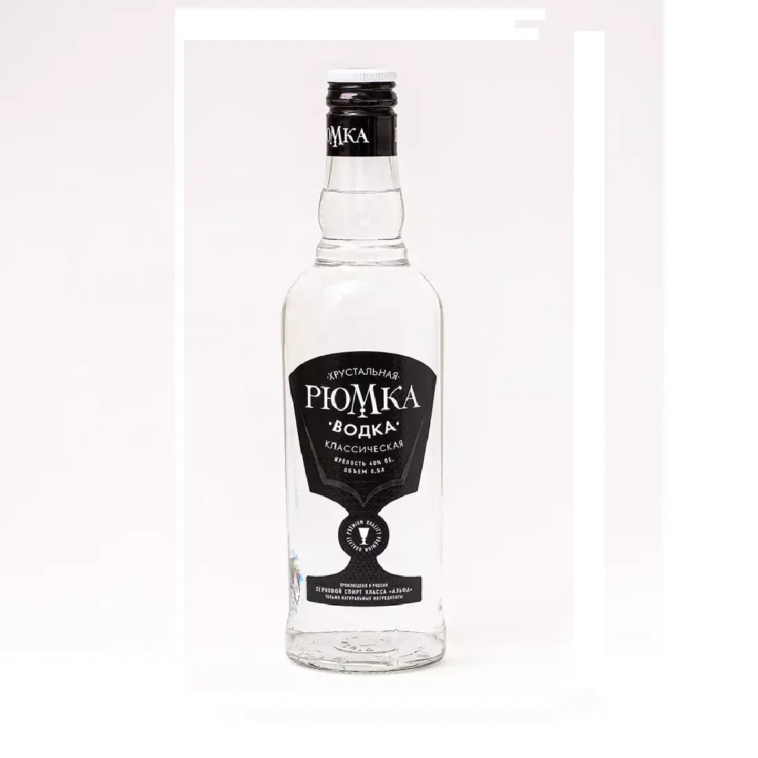 100 % Premium quality 500 ml 40% Classic strong and clean taste 'Crystal wineglass' strong grain vodka