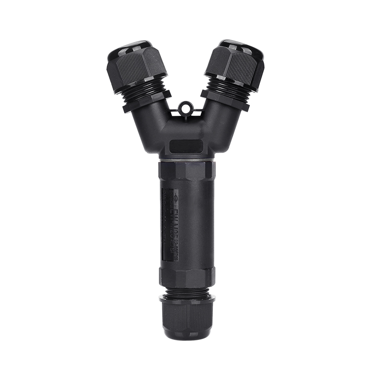 Outdoor Power Cable Electric PA66 Wire Nylon Plastic IP68 Y Shaped Waterproof Connector