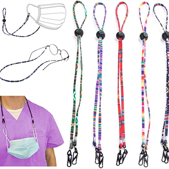 2021 Low MOQ Justable Face Masking Lanyard Polyester Hook And Loop Band Style/Button Style/Plastic Hook Style For Teens/Kids