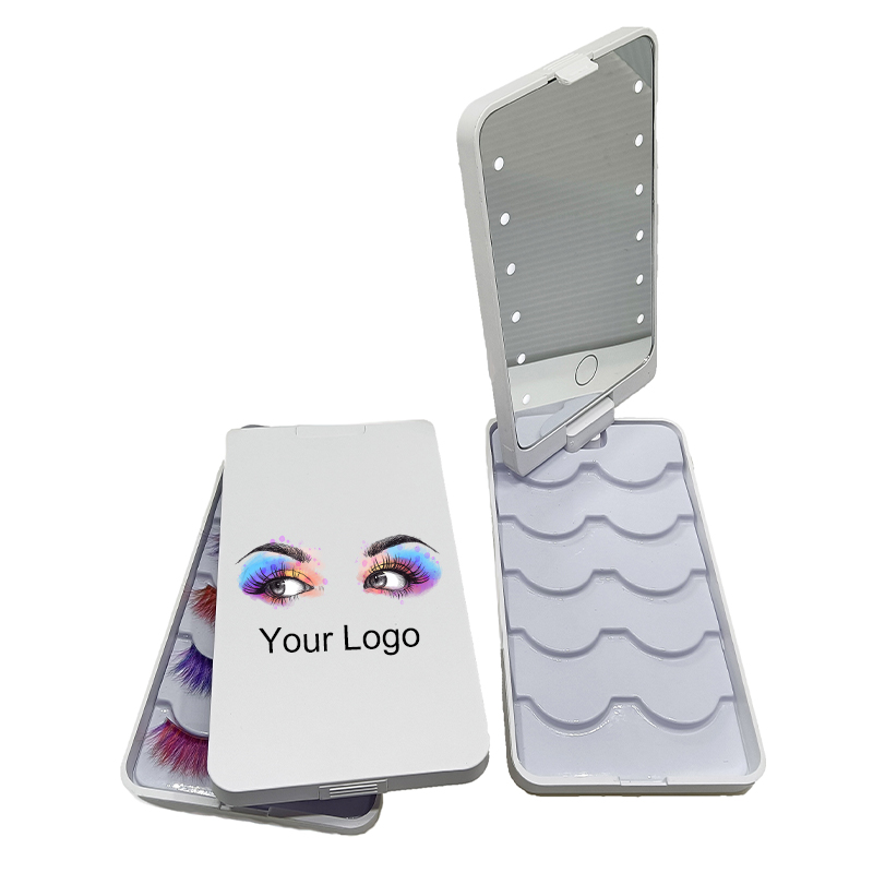 Good quality chrome mirror makeup box with led light mirror make up handheld mirror