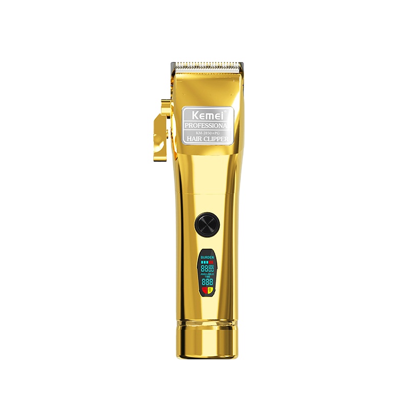 Kemei Профессиональный Золотой машинка для стрижки волос KM-2850 + PG Аккумуляторная Мужская машинка для стрижки волос для парикмахерских салонов