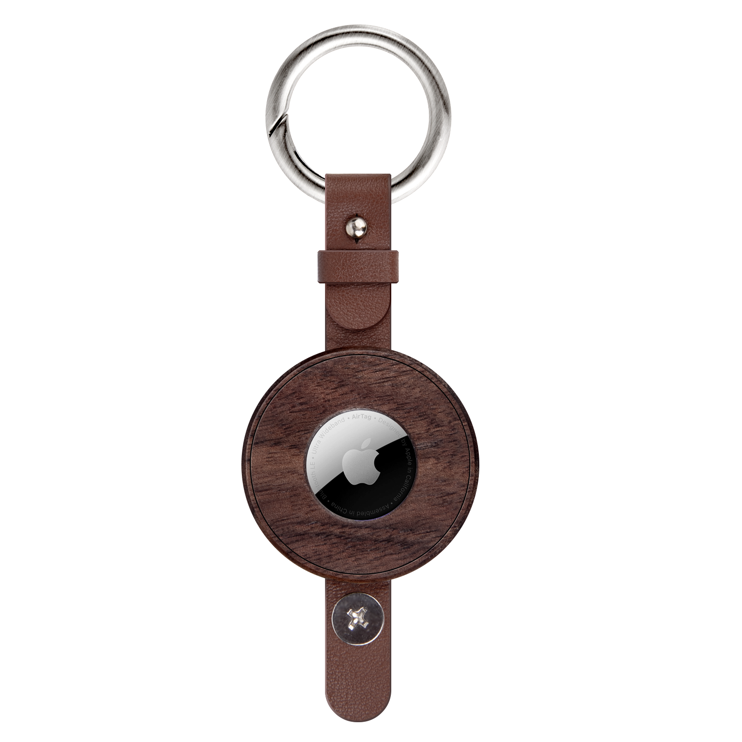 Eco-friendly Wood AirTag Case Biodegradable AirTag Case for Pet with Key Ring GPS