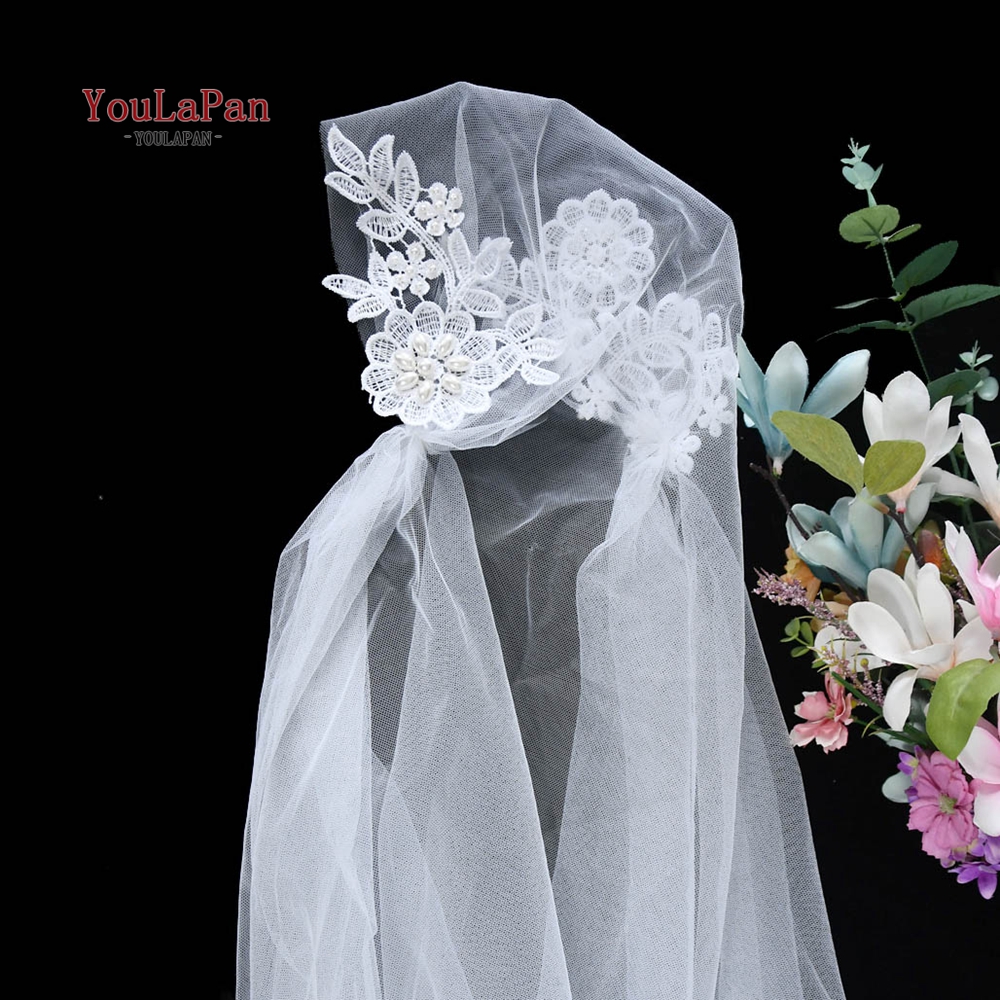 YouLaPan V40 Lace Flower Gauze Bridal Headdress Wedding Dress Accessories Decorated Veil