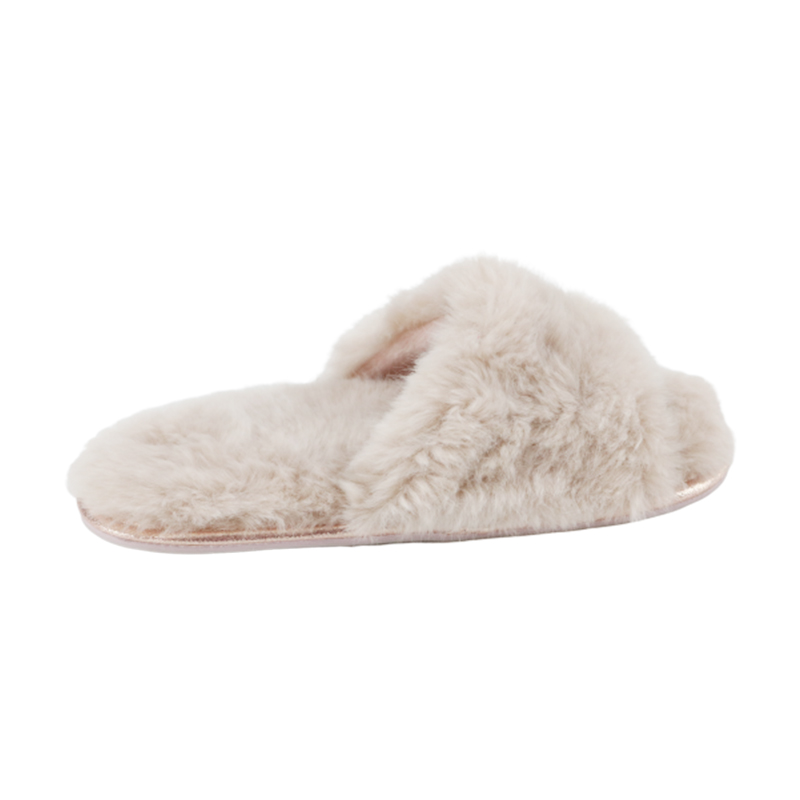 women pink Fuzzy Sandals Faux Fur home slippers open toe shoes