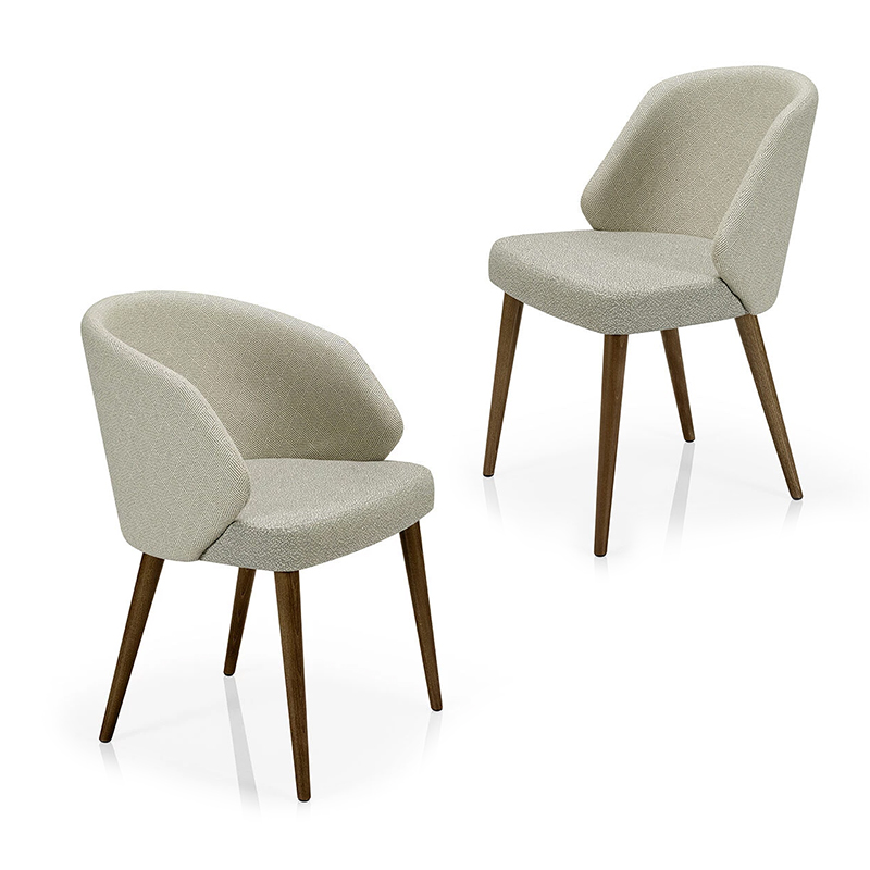 Modern design chairs curved back and armrest linen fabric dining room furniture Armrest chairs