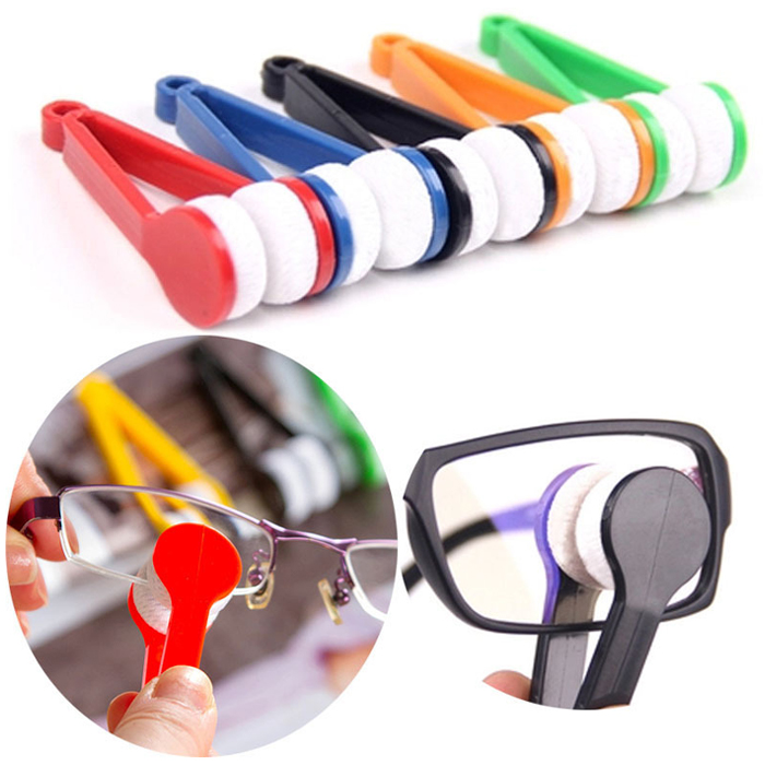 Mini Two-side Glasses Brush Microfibre Spectacles Cleaner Glasses Cleaning Rub Eyeglass Cleaning Clip