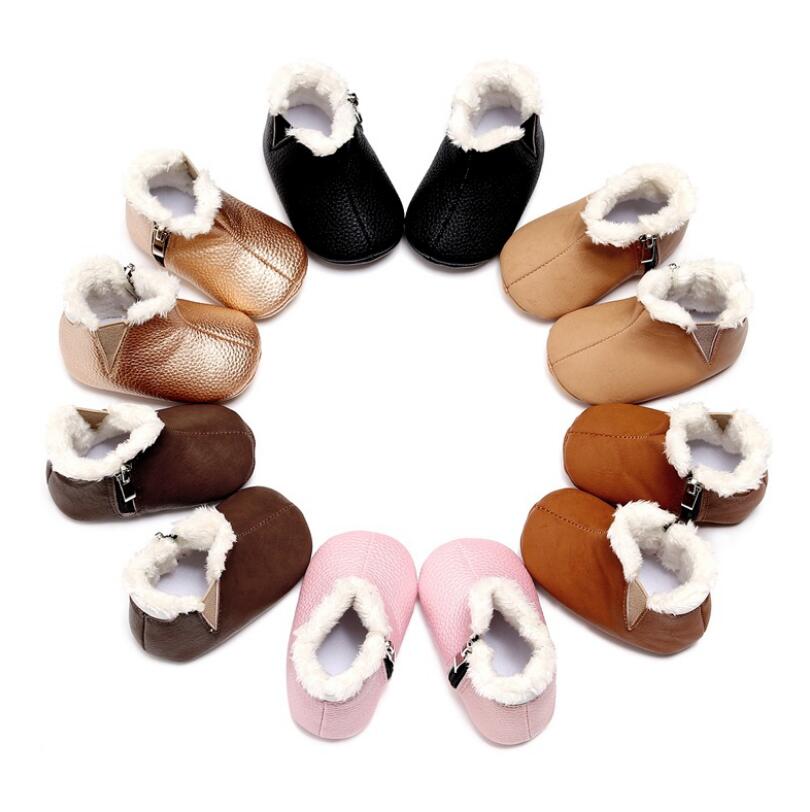 Boutique Soft Sole Winter Baby Shoes Pu Leather Cotton Infant Baby Moccasins Keep Warm Toddler Boots
