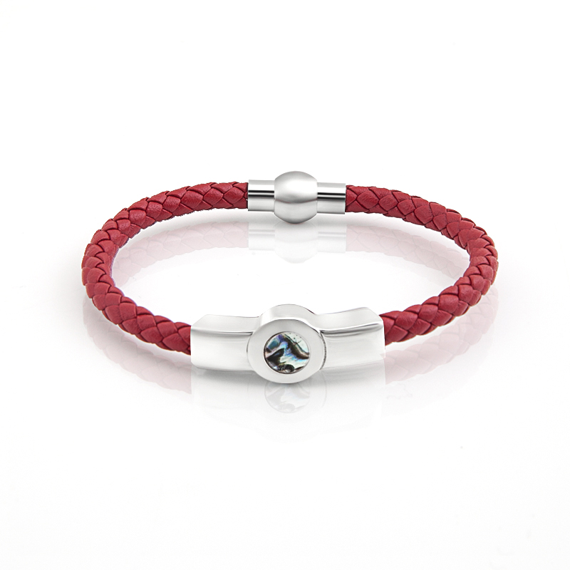 Hot selling stanless steel jewelry leather string bracelet gemstone magnetic leather bracelet men Unisex