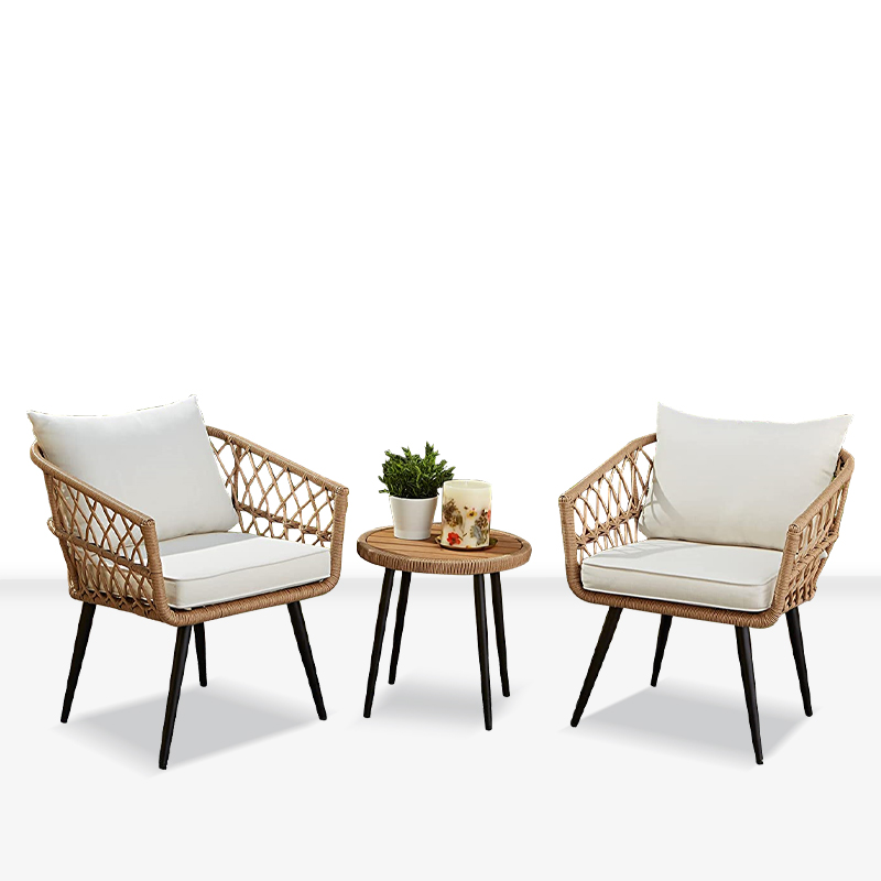 Factory supply E -commerce hot selling PE Rattan Chair And Table 3 sets backyard patio garden set Outdoor Bistro Set